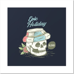 Summer epic holiday skull illustration Posters and Art